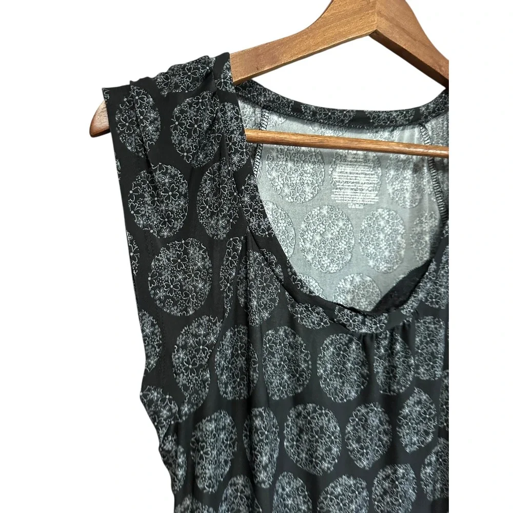 Sleep Sense‎ Pajama Dress Black White Floral Print Short Sleeve Sleepwear Small